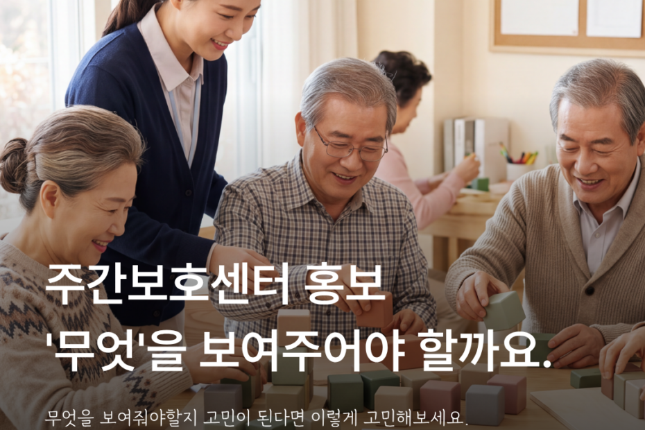 주간보호센터 홍보에서 가족의 기대와 걱정에 맞춰 보여줄 정보를 안내하는 이미지